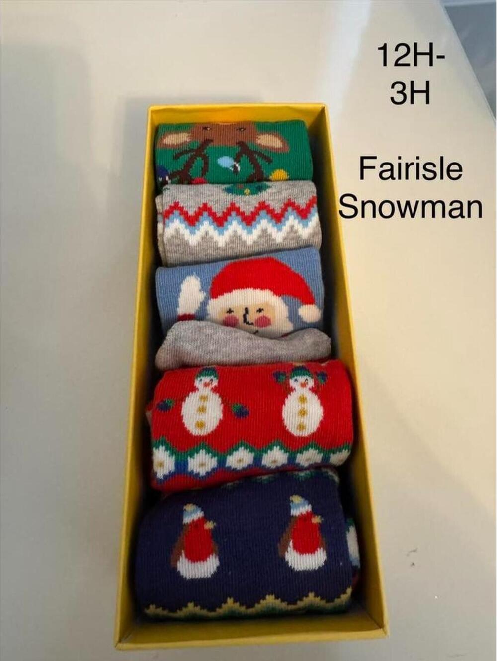 Boden Fairisle Snowman Christmas Socks NWT 12H-3H
